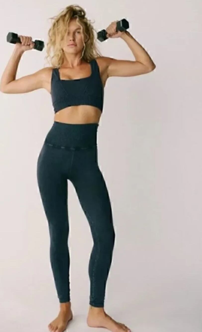 Free people movement charcoal washed black Good Karma leggings XS/S NWOT $98